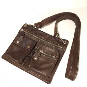 Fossil Sutter MultiPocket Messenger Bag Crossbody 90s Y2K Leather Crossbody